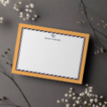 Cartão De Notas NAVY & ORANGE Classic Monogram Double Frame<br><div class="desc">Get a professional look with our formal and elegant personalized stationery flat cards feature your monogram and your name beneath in Sans Serif font coupled with elegant open face font framed by a chic navy double border over a light orange color background. The monogram initials and name can easily be...</div>