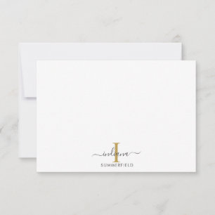 Cartão De Notas Negócios de Script Elegante Inicial do Monograma M