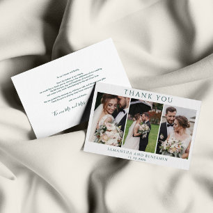 Cartão De Notas Newlyweds 3 Foto De Casamento Obrigado