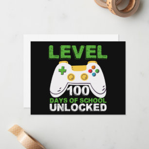 Cartão De Notas Nível 100 Dias De Escola Desbloqueado Gamer Vídeo 