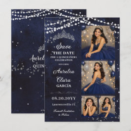 Cartão De Notas Noite Estrelada Azul Marinho Quinceañera Foto Salv