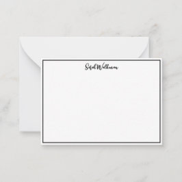 Cartão De Notas Nome & Branco e preto Minimalista