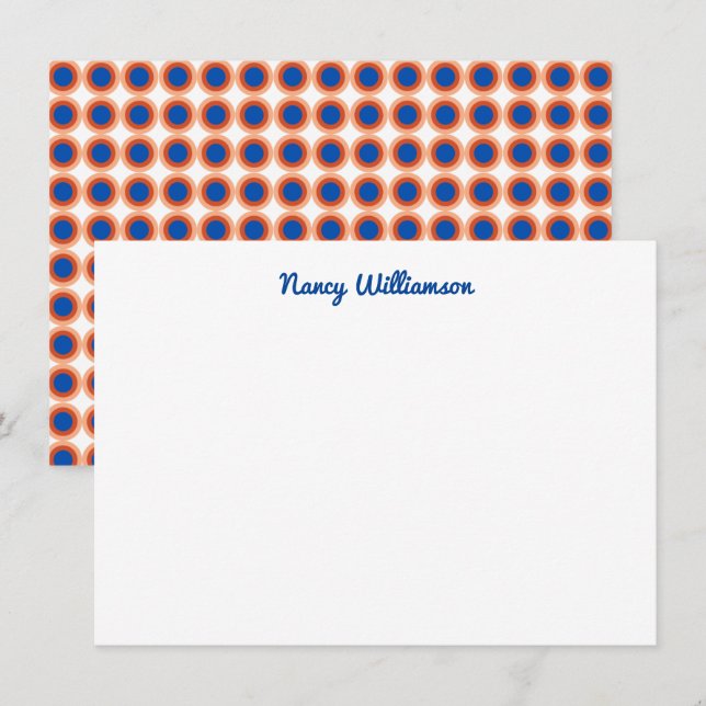 Cartão De Notas Nome da adição do símbolo laranja azul escuro pers (Frente/Verso)