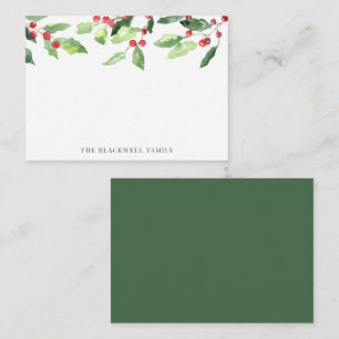 Cartão De Notas Nome da Família de Misturas de Aquarelas de Natal