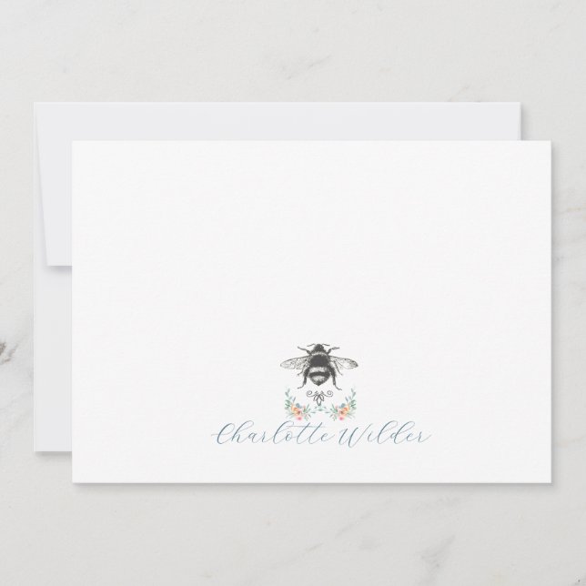 Cartão De Notas Nome da Fonte Abelha Floral (Frente)