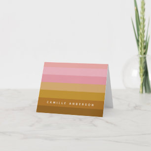 Cartão De Notas Nome das faixas Geométricas Rosa e Terracotta Boh
