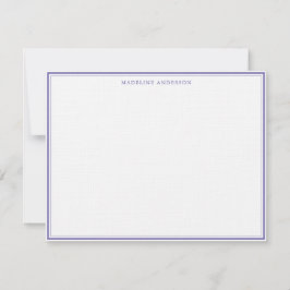 Cartão De Notas Nome de Borda Escuro e Fino Púrpura Clássico