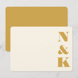 Cartão De Notas Nome de Casamento Amarelo-Amarelo do Monograma Min