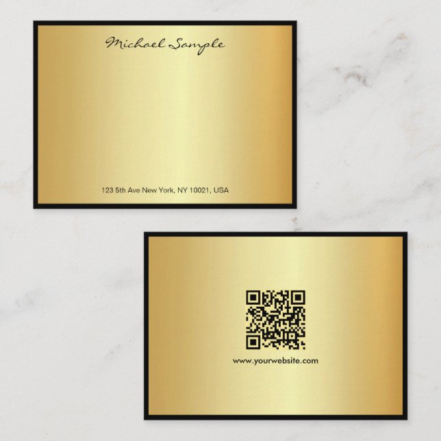Cartão De Notas Nome de Letra Manual Código QR Personalizado Doura (Frente/Verso)