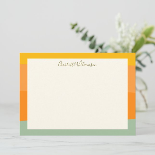 Cartão De Notas Nome de Script de Limite de Bloco de Cores Simples (Em pé/Frente)