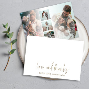 Cartão De Notas Nome de Script Dourado 5 Fotos Obrigados De Amor D