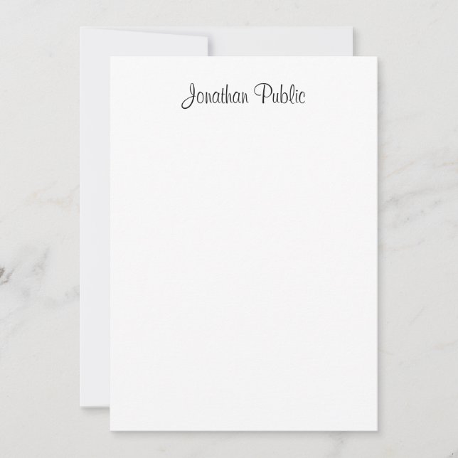 Cartão De Notas Nome de Script Manuscrito Personalizado - Elegante (Frente)