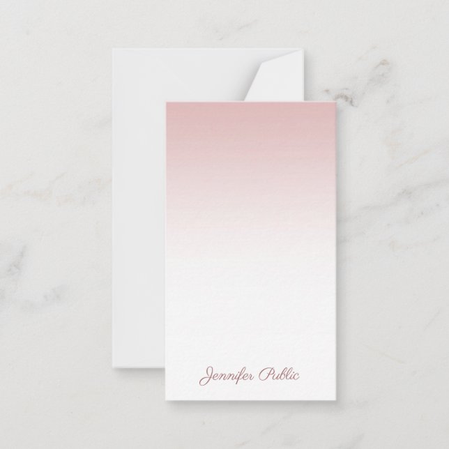 Cartão De Notas Nome de script manuscrito Rosa Dourado Elegante Mo (Frente)