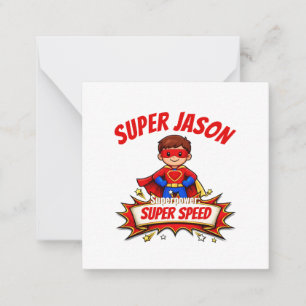 Cartão De Notas Nome de Super-Herói Infantil Personalizado & Super