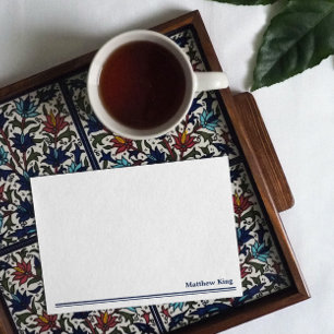 Cartão De Notas Nome do Adicione Linhas Azuis Limpas Elegante