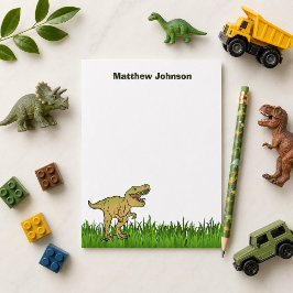 Cartão De Notas Nome do Menino Dinossauro T-Rex Assustador