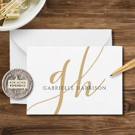Cartão De Notas Nome do Monograma do Script Elegante Moderno Doura