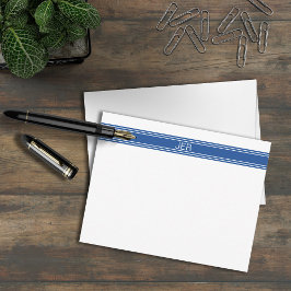 Cartão De Notas Nome do Monograma inicia azul plano minimalista mo