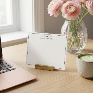 Cartão De Notas Nome do Monograma Manuscrito Elegante Moderno