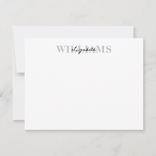 Cartão De Notas Nome do Script 2 Manuscrito Clássico Moderno Preto (Frente)