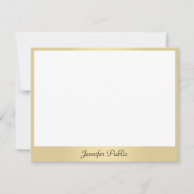 Cartão De Notas Nome do Script de Caligrafia Texto Elegante Dourad (Frente)