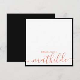 Cartão De Notas Nome do Script de Coral de Borda Negra Minimalista