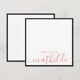 Cartão De Notas Nome do Script de Coral de Borda Negra Minimalista