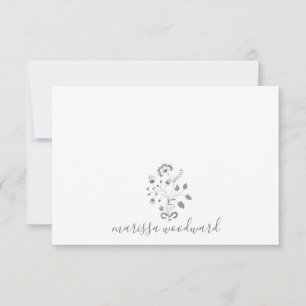 Cartão De Notas Nome do Script de Vinha Floral Elegante