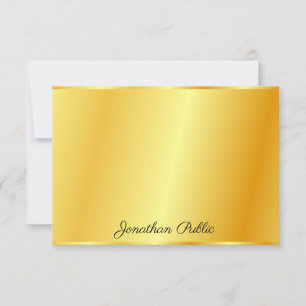 Cartão De Notas Nome do Script Dourado Manuscrito Personalizado de