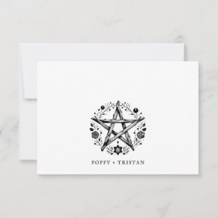 Cartão De Notas Nome dos Casais Florais de Madeira Elegante Rustic