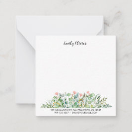 Cartão De Notas Nome e endereço personalizados da classe Watercolo