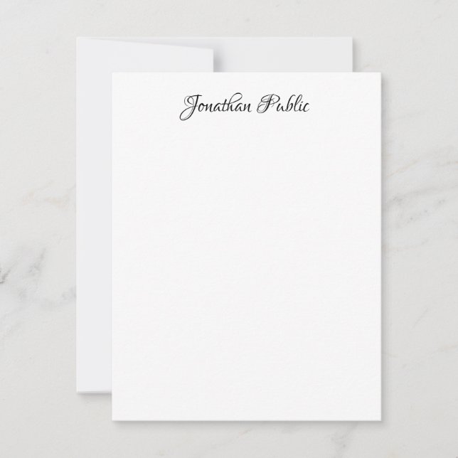 Cartão De Notas Nome Manuscrito Elegante Vertical Personalizado (Frente)
