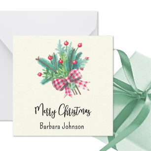 Cartão De Notas Nome, Mini 2,5 pol. Marry Christmas Flat Marfim
