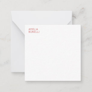 Cartão De Notas Nome Minimalista Moderno Branco Simples Profission