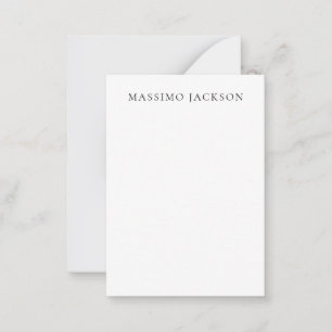 Cartão De Notas Nome Minimalista Moderno Simples Preto Branco