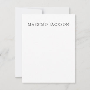 Cartão De Notas Nome Minimalista Moderno Simples Preto Branco