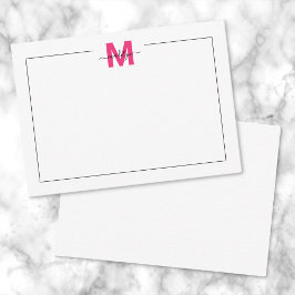 Cartão De Notas Nome Monograma Black Pink Script