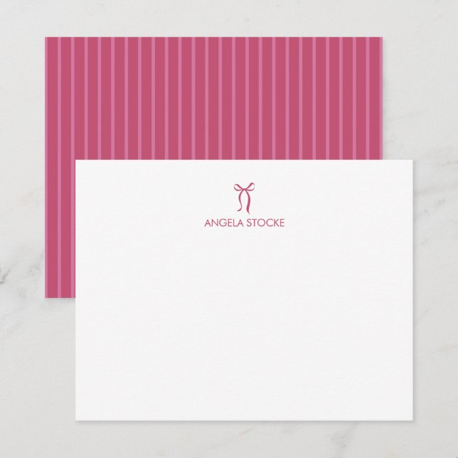 Cartão De Notas Nome Personalizado Arco Rosa (Frente/Verso)