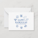 Cartão De Notas Nome personalizado branco azul de Hanukkah feliz<br><div class="desc">Feliz Hanukkah,  personalize o cartão de saudação do nome da família. Feliz Hanukkah,  Feliz Chanukah,  Hanukkah Sameach!,  Chag Sameach!,  Chag Urim Sameach! Azul e branco</div>