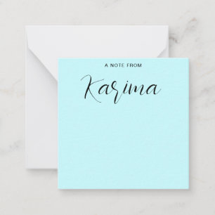 Cartão De Notas Nome Personalizado Caligrafia Azul Pastel
