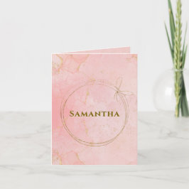 Cartão De Notas Nome personalizado cor-de-rosa e Dourado dobrado