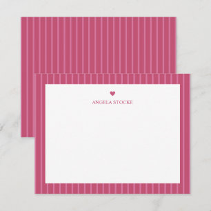 Cartão De Notas Nome Personalizado Coração Rosa