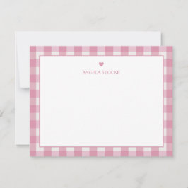 Cartão De Notas Nome Personalizado Coração Rosa