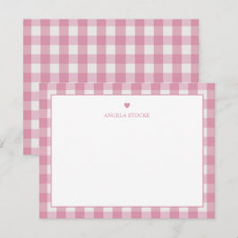 Cartão De Notas Nome Personalizado Coração Rosa