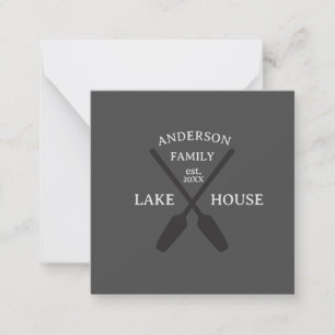 Cartão De Notas Nome Personalizado da Família Lake House