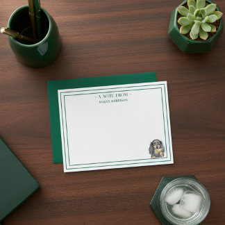 Cartão De Notas Nome personalizado Dachshund Martini Flat desenhad