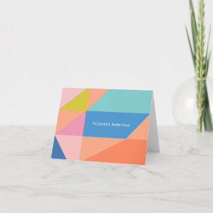 Cartão De Notas Nome Personalizado de Formas Geométricas Colorida