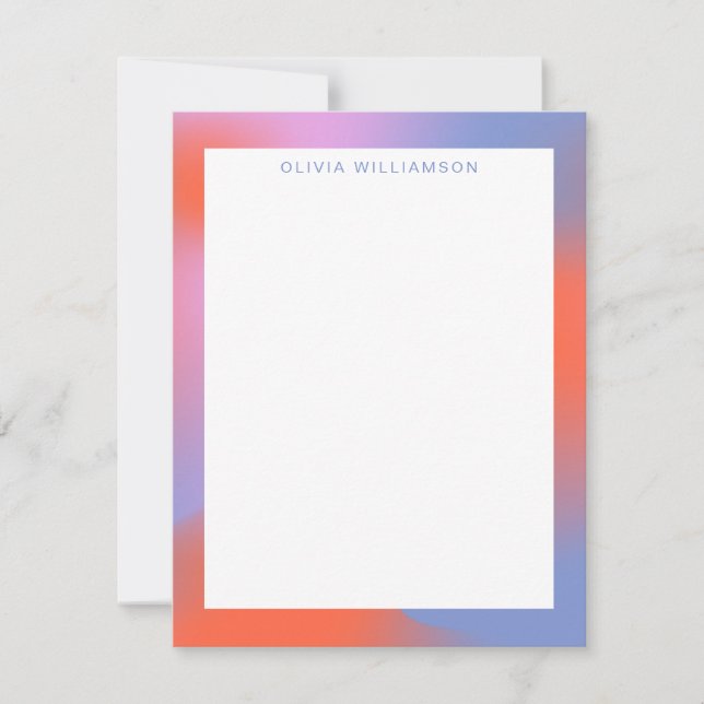 Cartão De Notas Nome Personalizado de Gradiente Roxo da Lavanda Gr (Frente)