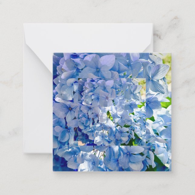 Cartão De Notas Nome Personalizado de Hydrangea Azul (Frente)