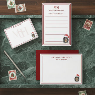 Cartão De Notas Nome Personalizado Desenhado à Mão Dachshund Chapé